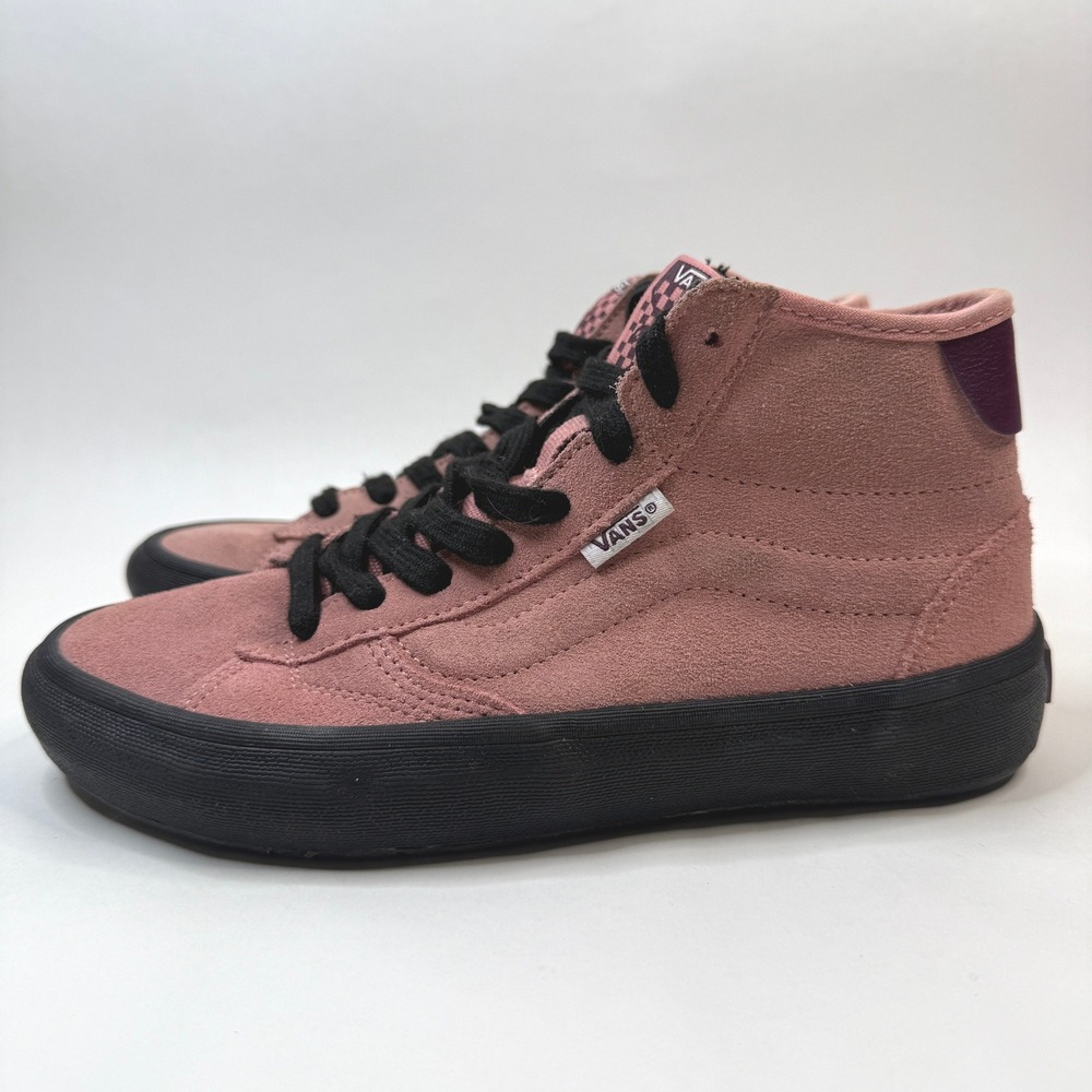 Vans Sk8 Hi Lizzie Rosette Skate Shoes Womens 5 Pink Suede Black Lace Up EcoCush